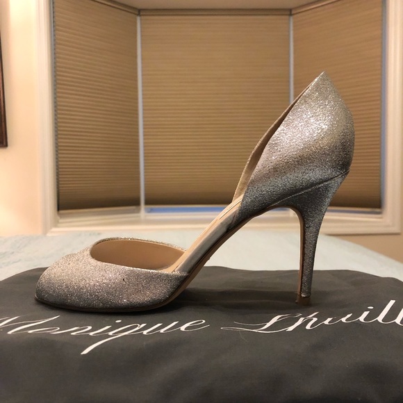 Monique Lhuillier Silver Peep Toe Pumps - Picture 5 of 7